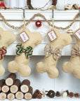 Dog Bone Christmas Stocking - Green Chevron