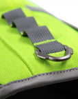 Green SaltyDOG dog life jacket with handle and reflective trim