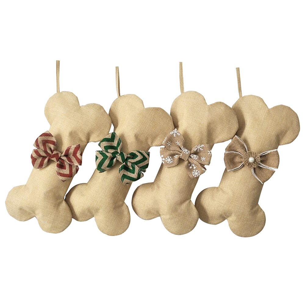 Dog Bone Christmas Stocking - Green Chevron