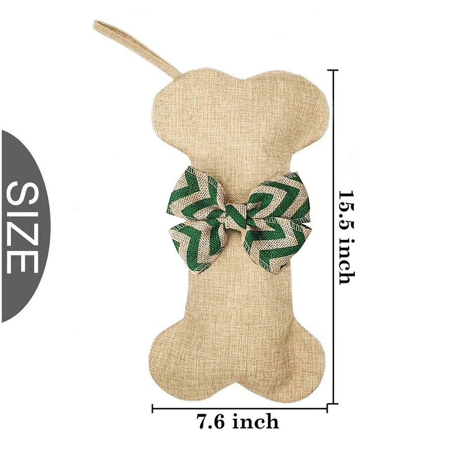 Dog Bone Christmas Stocking - Green Chevron