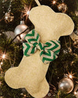 Dog Bone Christmas Stocking - Green Chevron