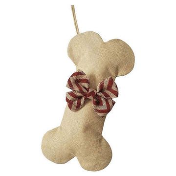 Dog Bone Christmas Stocking - Red Chevron