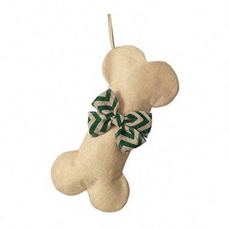 Dog Bone Christmas Stocking - Green Chevron