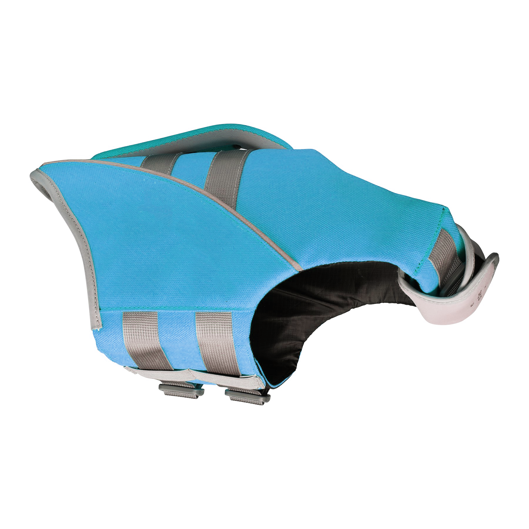 Blue SaltyDOG dog life jacket with handle and reflective trim