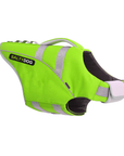 Green SaltyDOG dog life jacket with handle and reflective trim