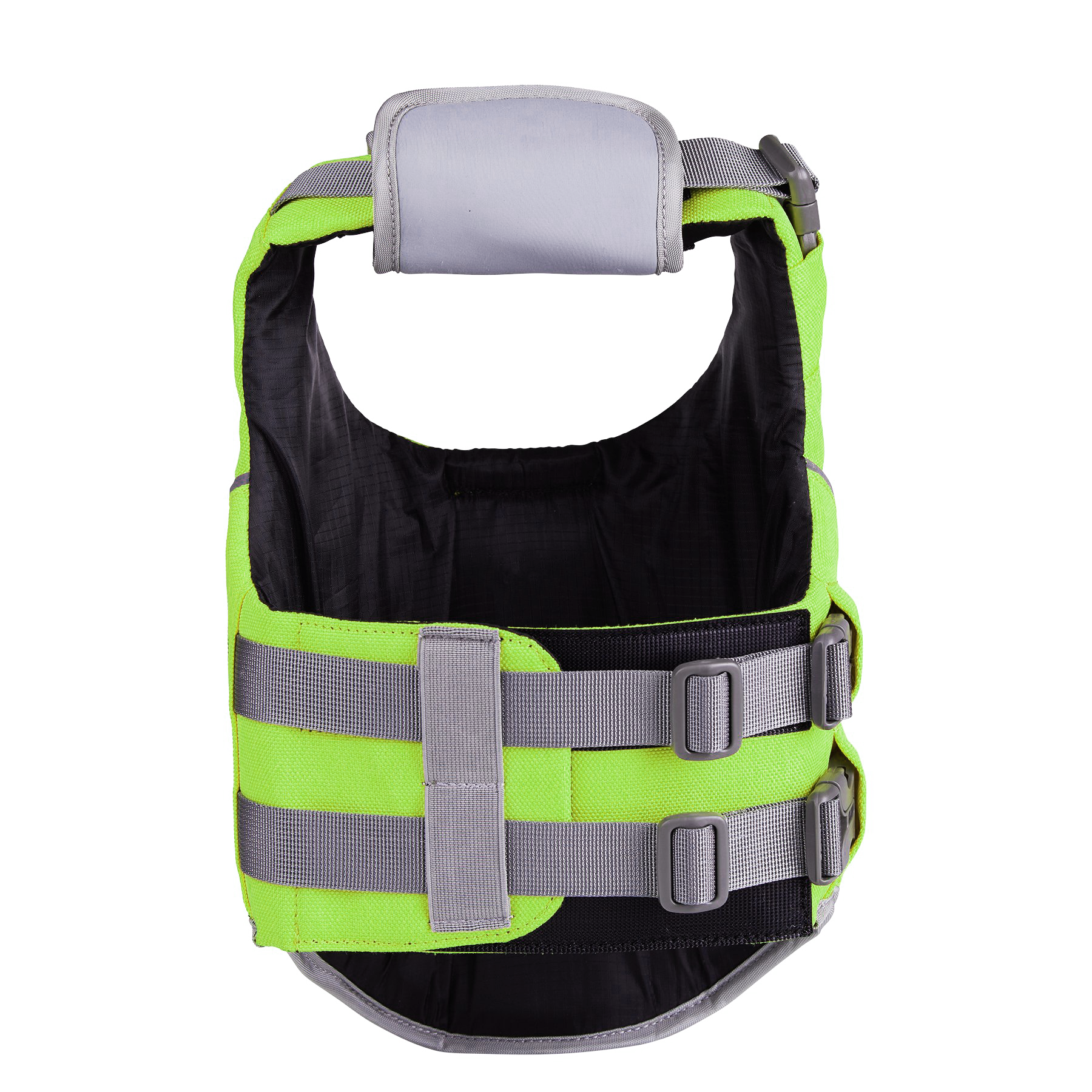 Green SaltyDOG dog life jacket with handle and reflective trim
