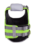 Green SaltyDOG dog life jacket with handle and reflective trim
