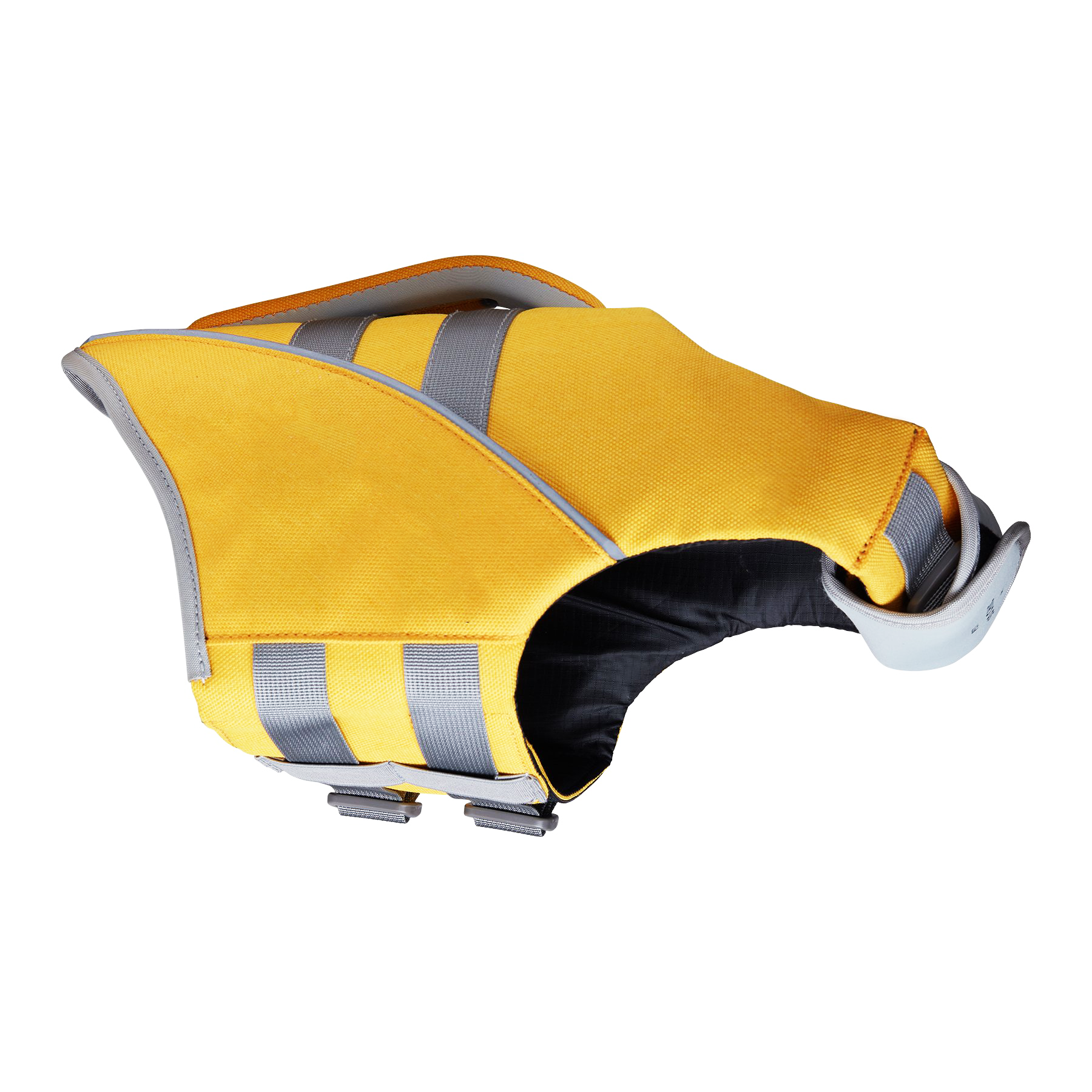 Yellow SaltyDOG dog life jacket with handle and reflective trim