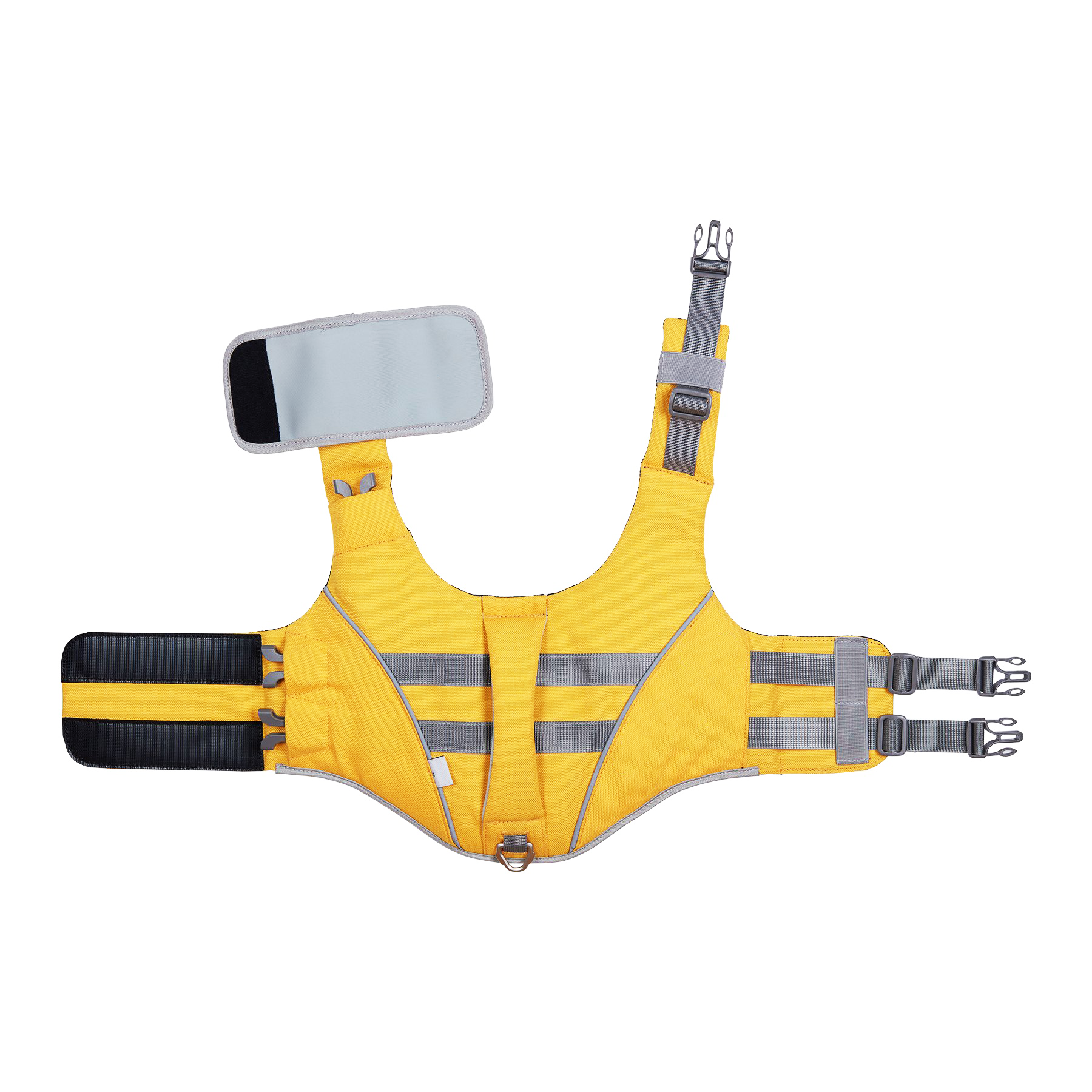 Yellow SaltyDOG dog life jacket with handle and reflective trim