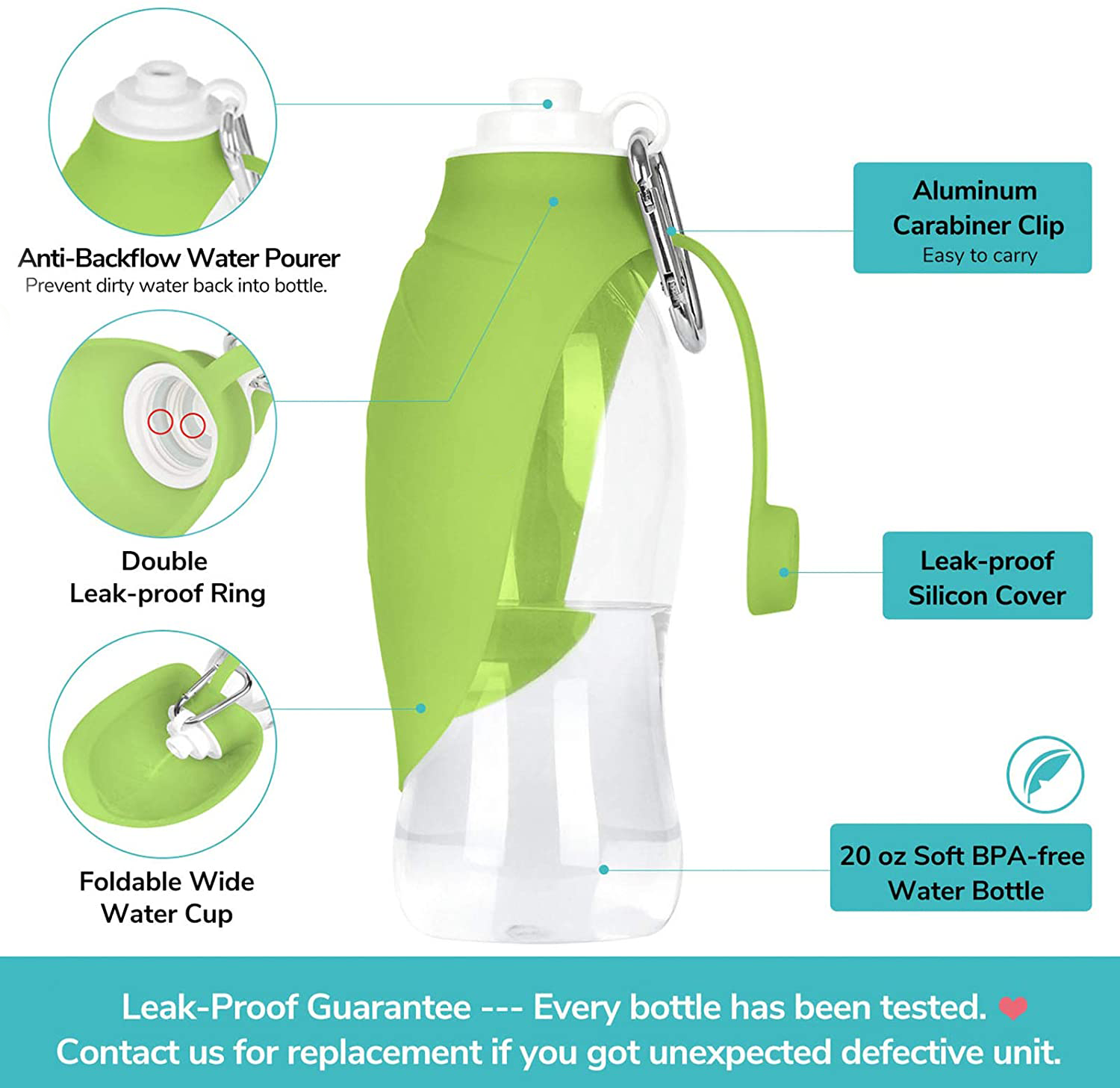 Portable Green Water Bottle